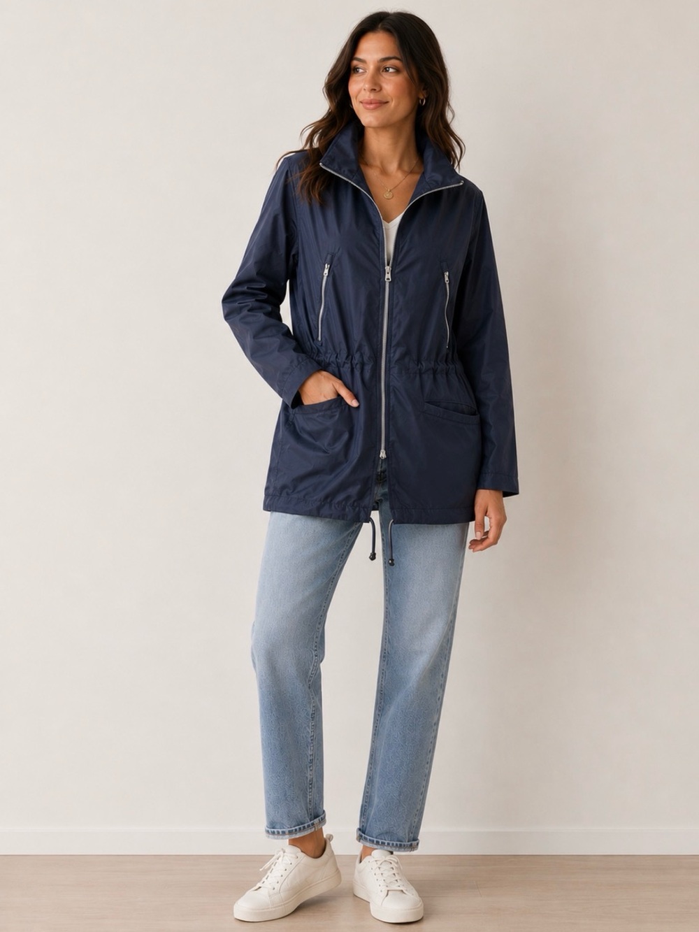 Club Monaco Navy Rain Jacket Lightweight Utility Coat Small